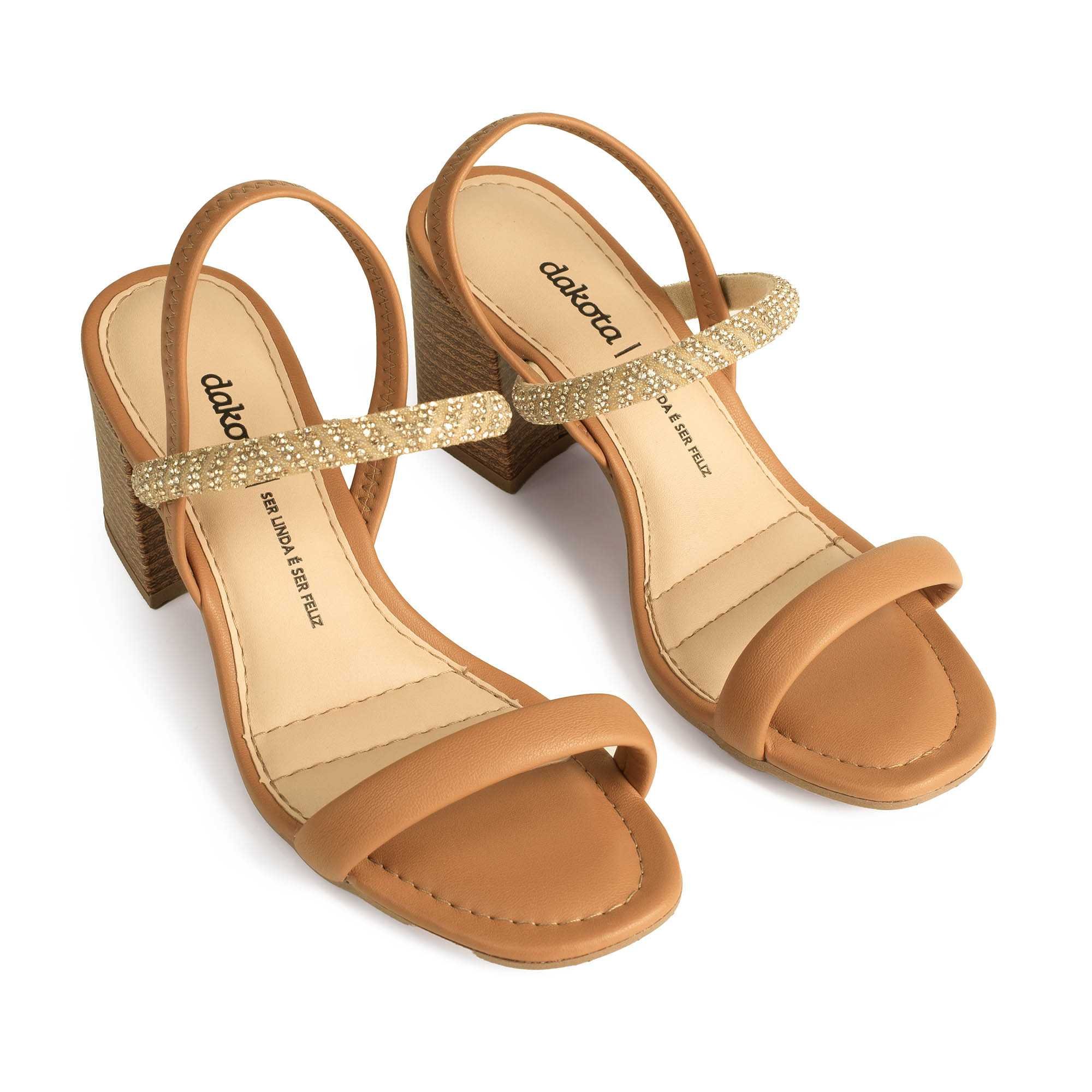 Sandália Feminino Dakota Salto Blocado Bege 6