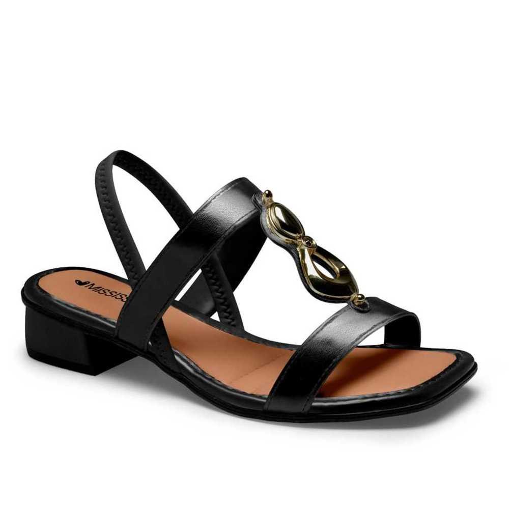 Sandália Feminina Mississipi Salto Blocado Pedraria