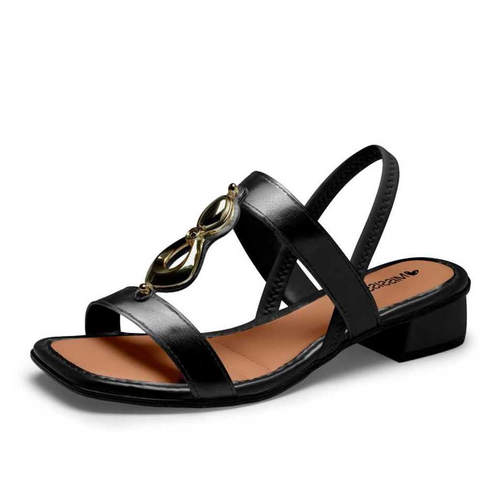 Sandália Feminina Mississipi Salto Blocado Pedraria Preto 2