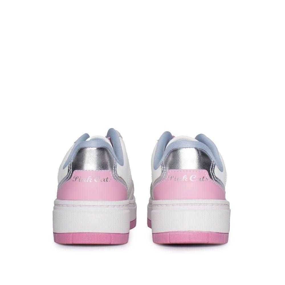 Tênis Infantil Menina Pink Cats Casual Branco 2