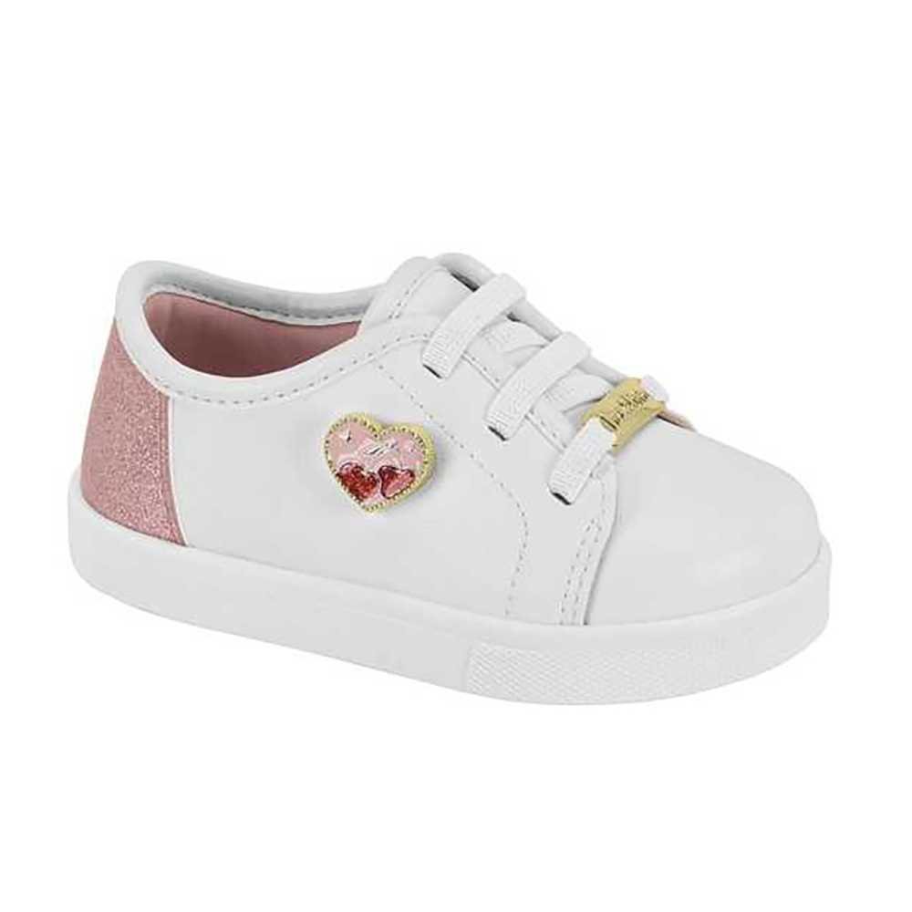 Tênis Infantil Menina Molekinha Coração Branco 2