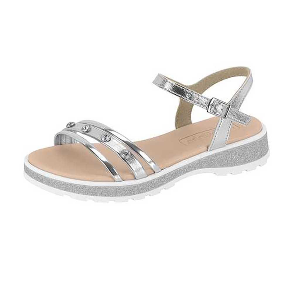 Sandália Infantil Menina Molekinha Flatform Casual Prata 2