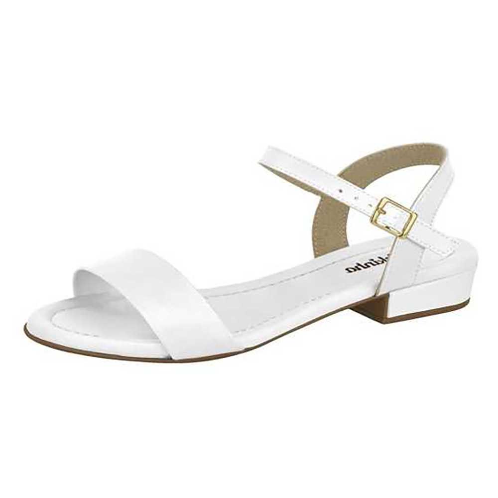 Sandália Infantil Menina Molekinha Salto Baixo Blocado Branco 2