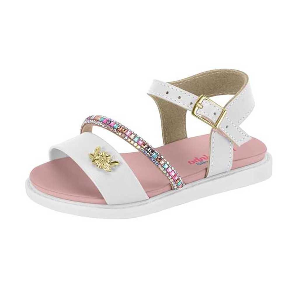 Sandália Infantil Menina Molekinha Flatform Tira Brilhante Branco 2