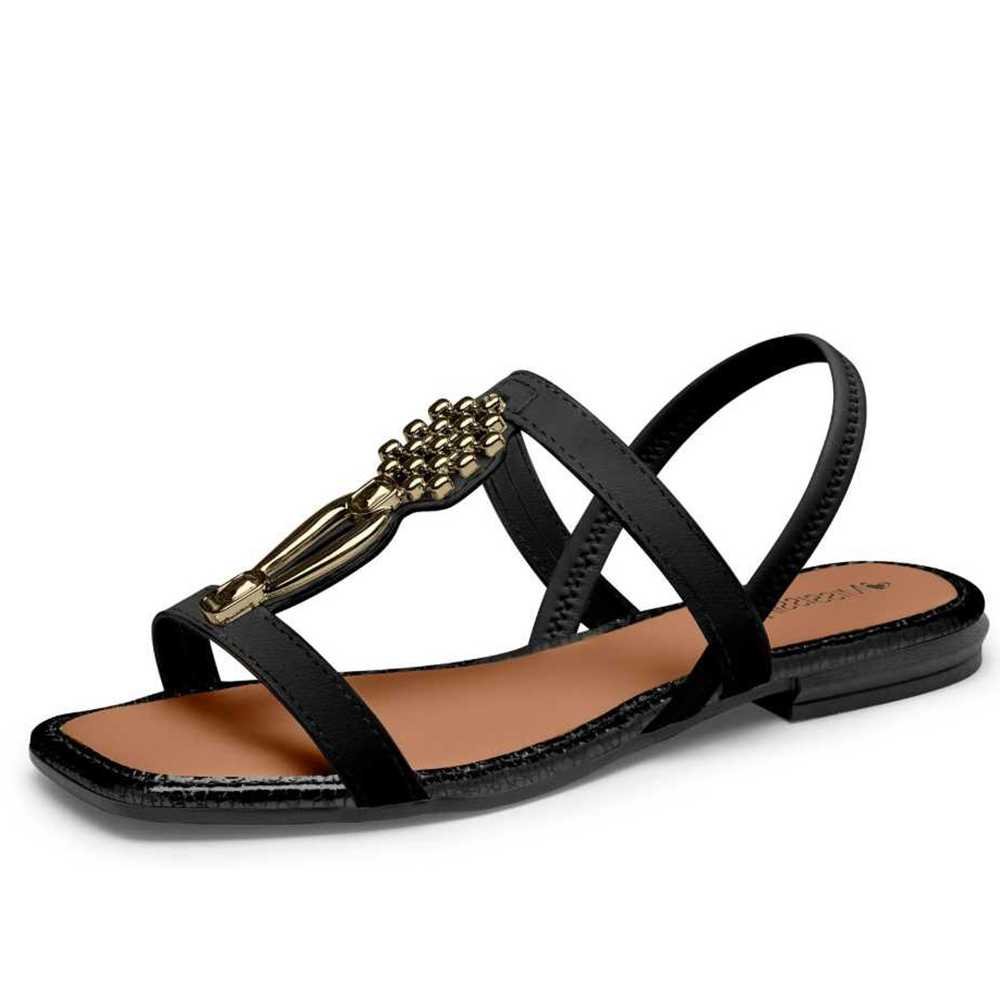 Sandália Feminino Mississipi Rasteira Pedraria Preto 2