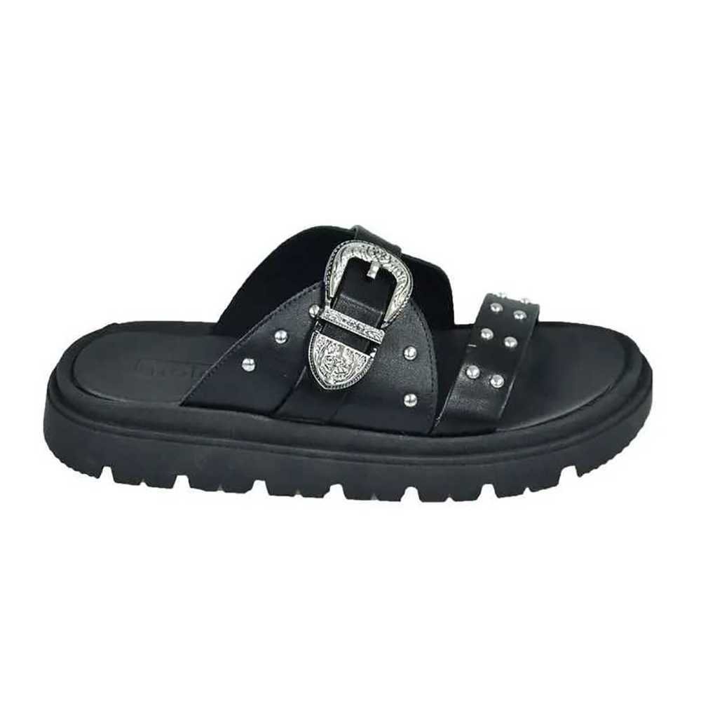 Tamanco Feminino Moleca Flatform Tiras Cruzadas Fivela Preto 2