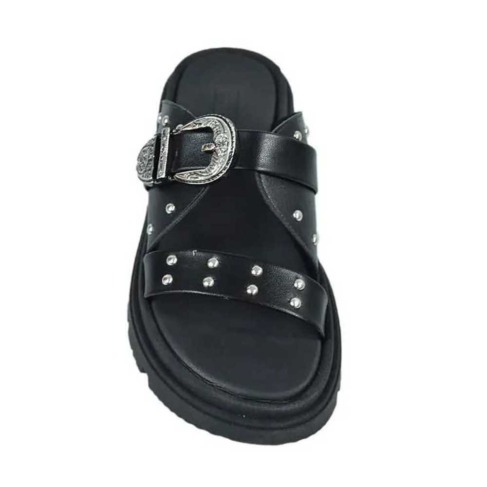 Tamanco Feminino Moleca Flatform Tiras Cruzadas Fivela Preto 4