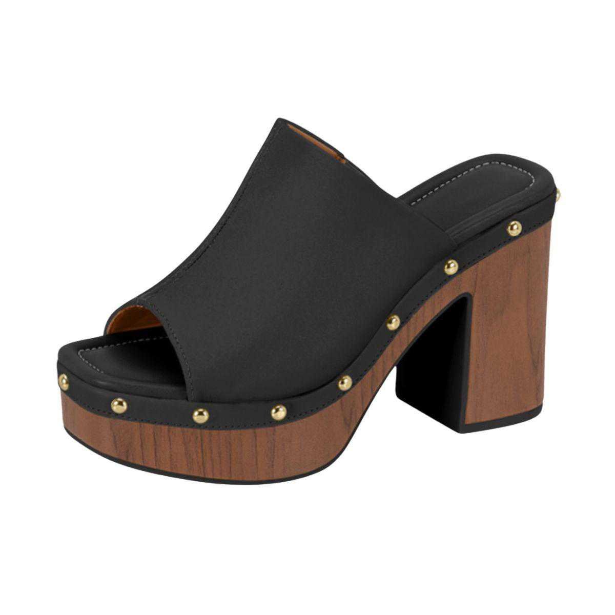 Tamanco Feminino Vizzano Salto Meia Pata Preto 2