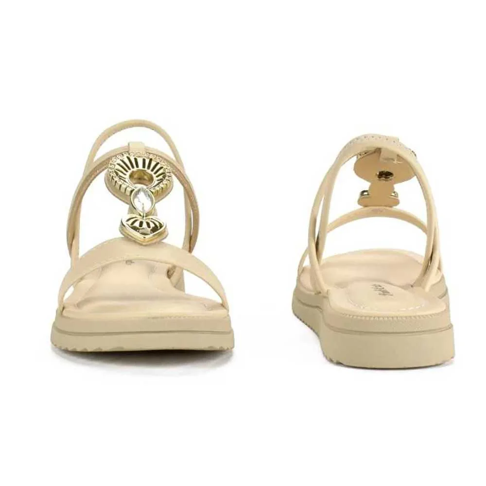 Sandália Infantil Menina Pink Cats Flatform Tiras Pedraria Bege 4