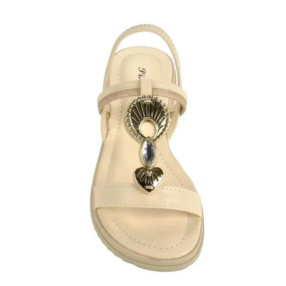 Sandália Infantil Menina Pink Cats Flatform Tiras Pedraria Bege 5