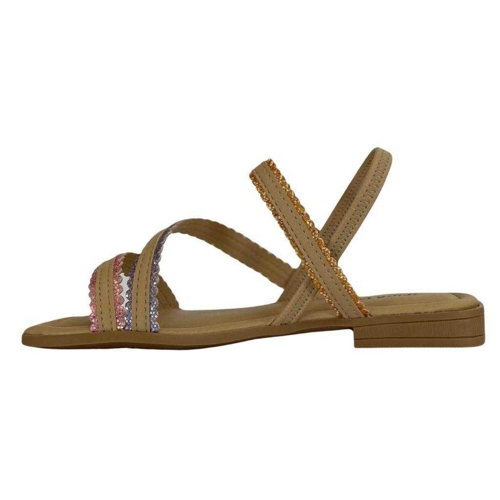 Sandália Infantil Menina Pink Cats Tiras Com Brilho Marrom 2