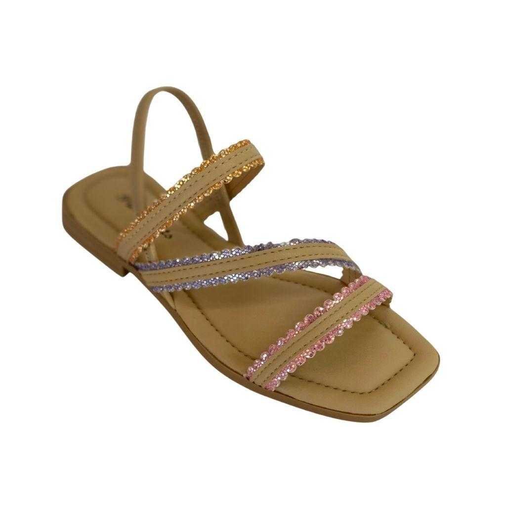 Sandália Infantil Menina Pink Cats Tiras Com Brilho Marrom 3