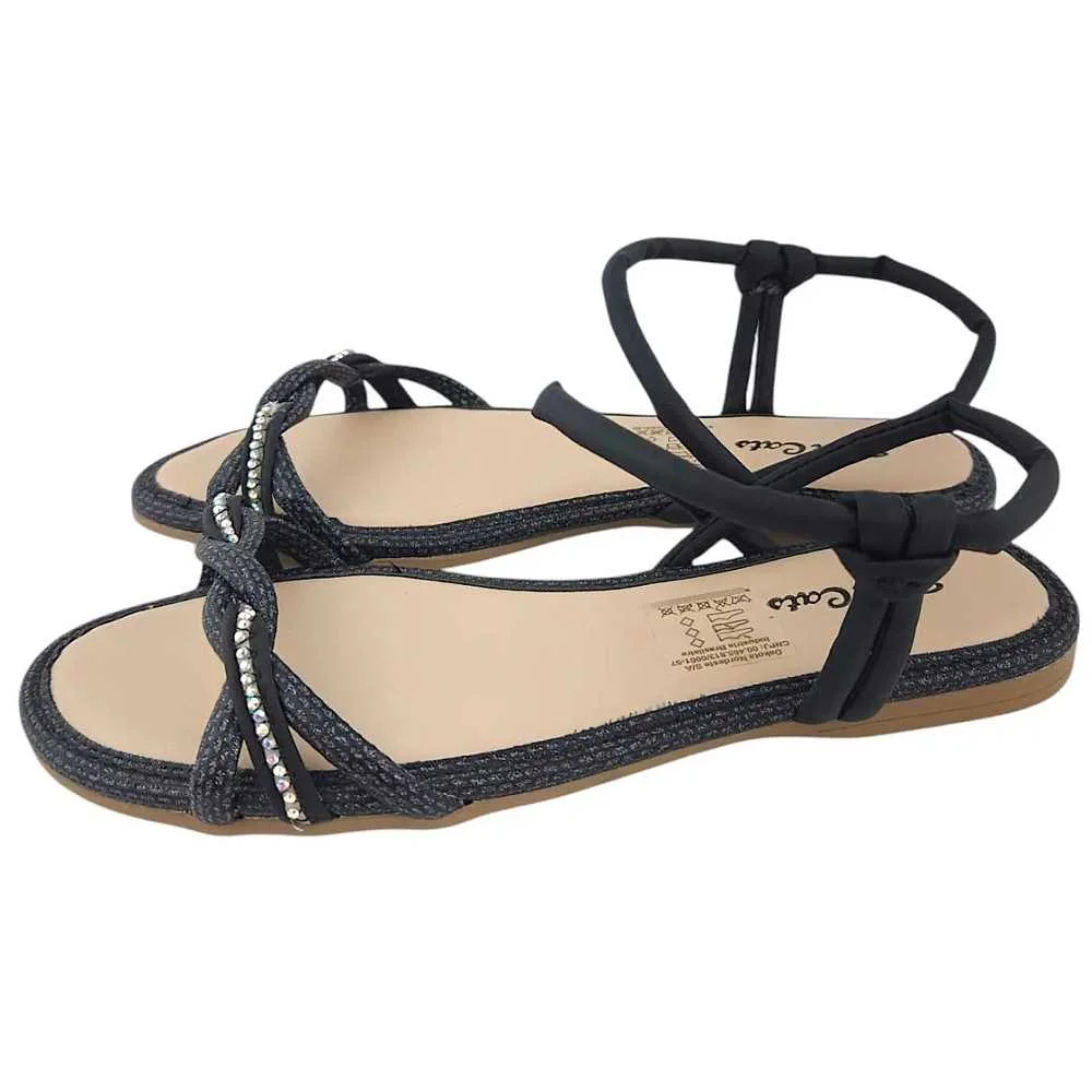 Sandália Menina Pink Cats Rastreira Tiras Trançadas Preto 4