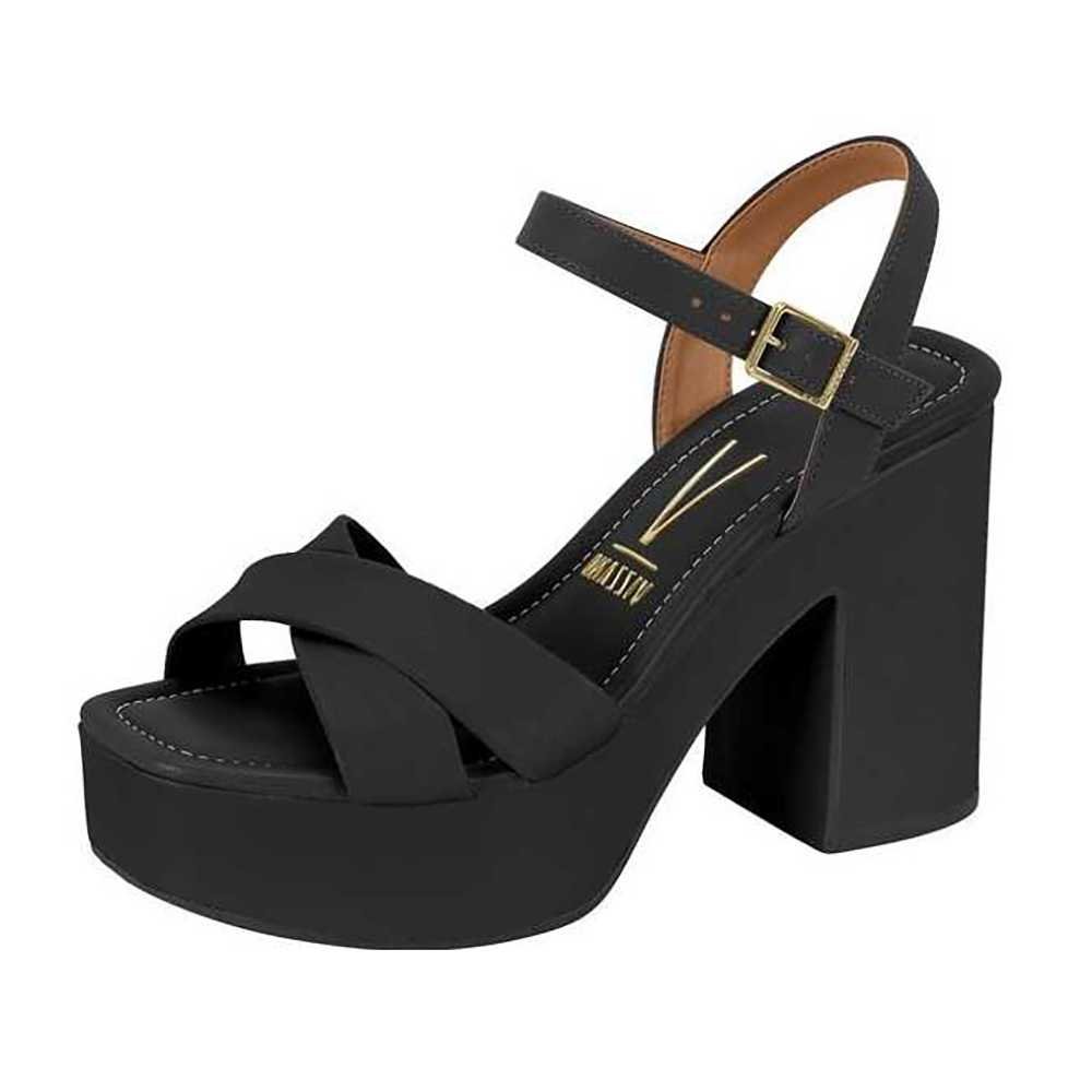 Sandália Feminina Vizzano Salto Alto Grosso Plataforma Preto 2