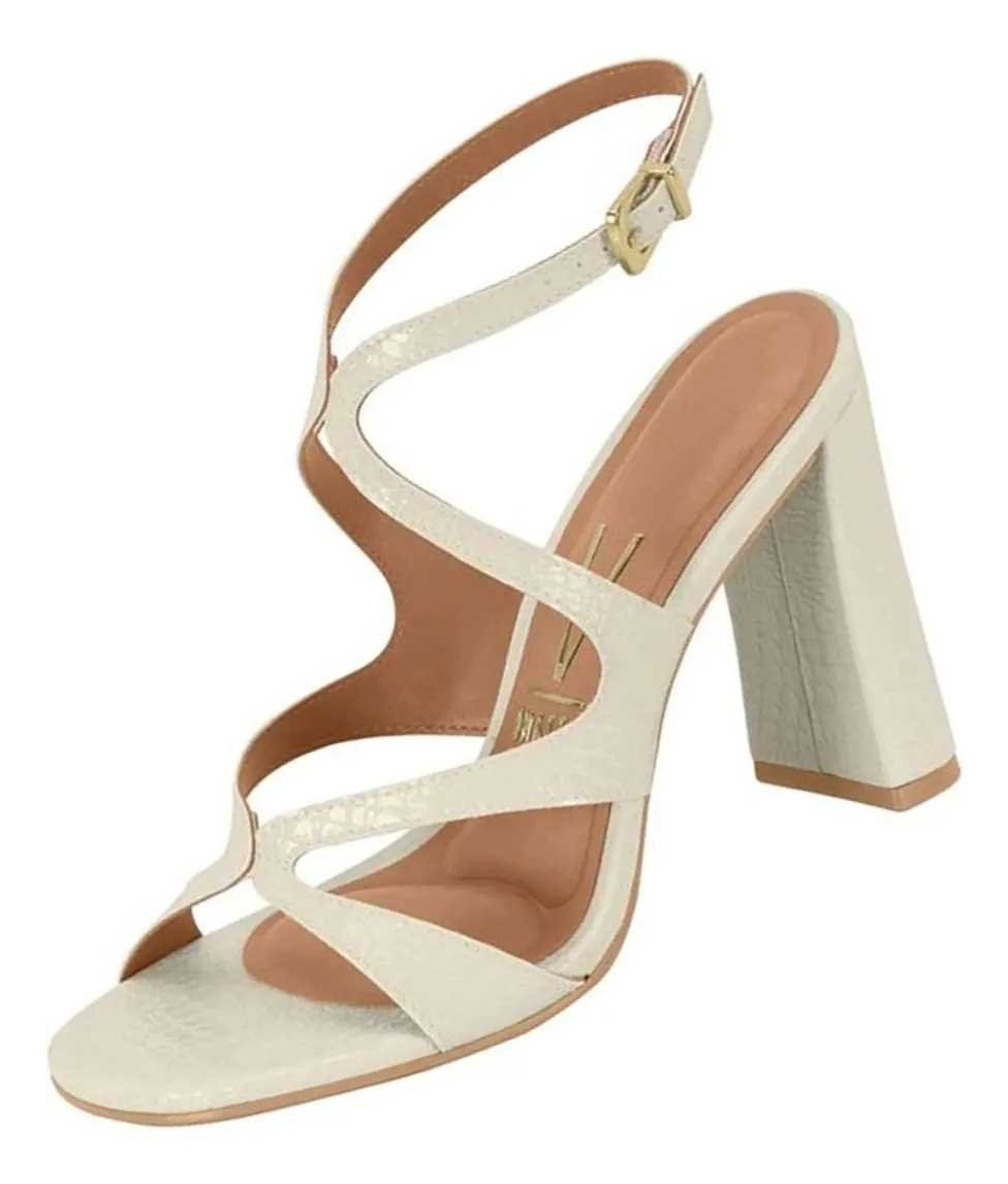 Sandália Feminino Vizzano Salto Blocado Branco 2