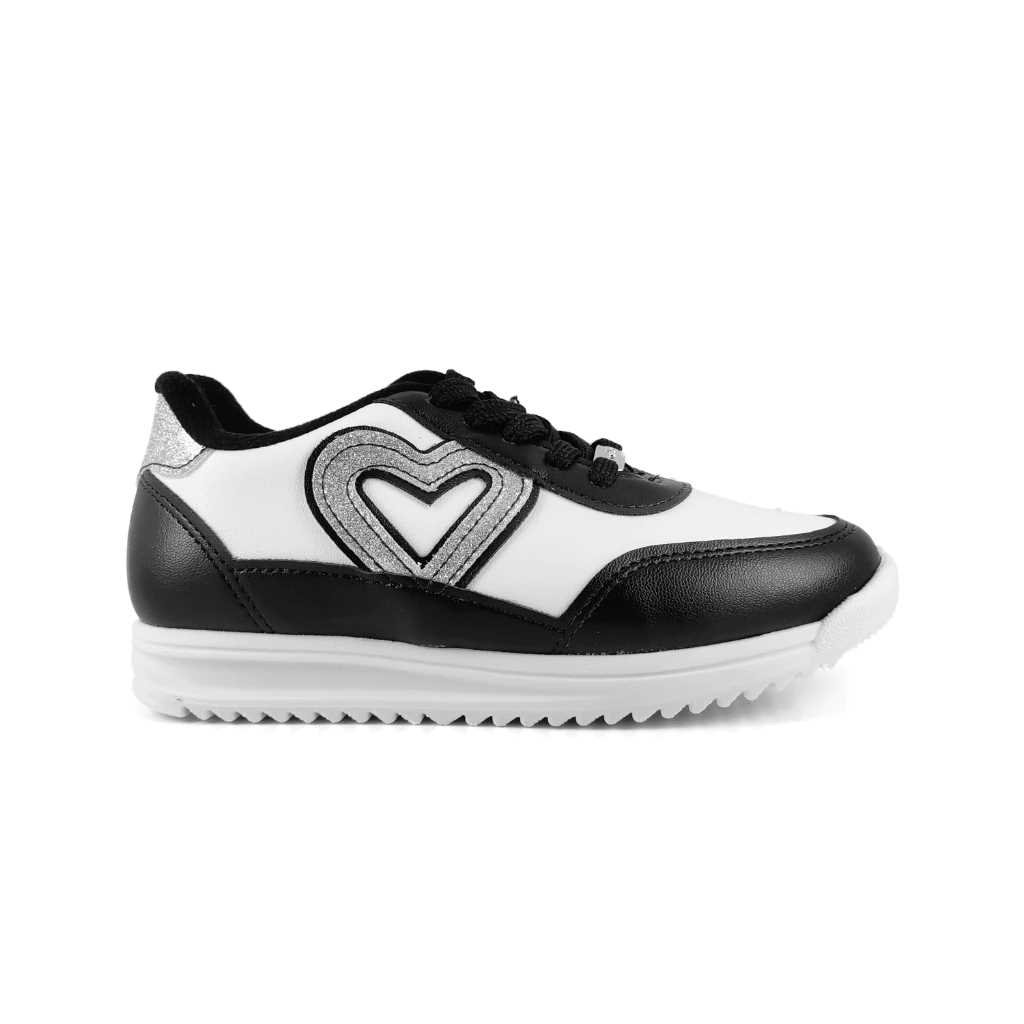 Tênis Infantil Menina Molekinha Coração Glitter Preto 2