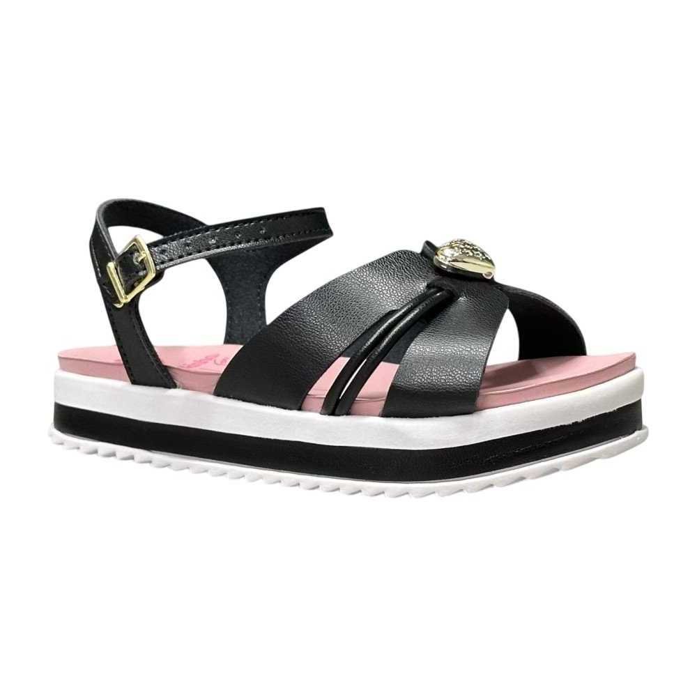 Sandália Infantil Menina Molekinha Flat Preto 3
