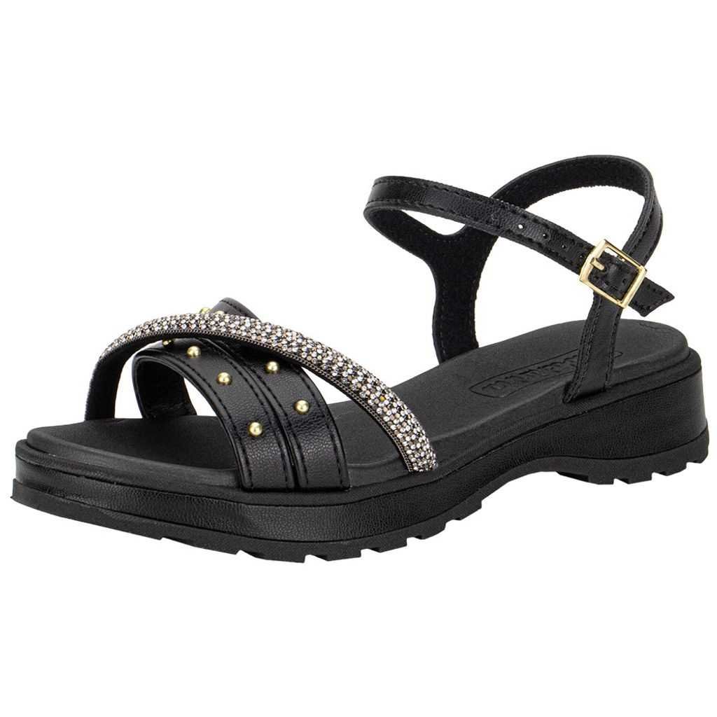 Sandália Infantil Menina Molekinha Strass Moda Preto 2