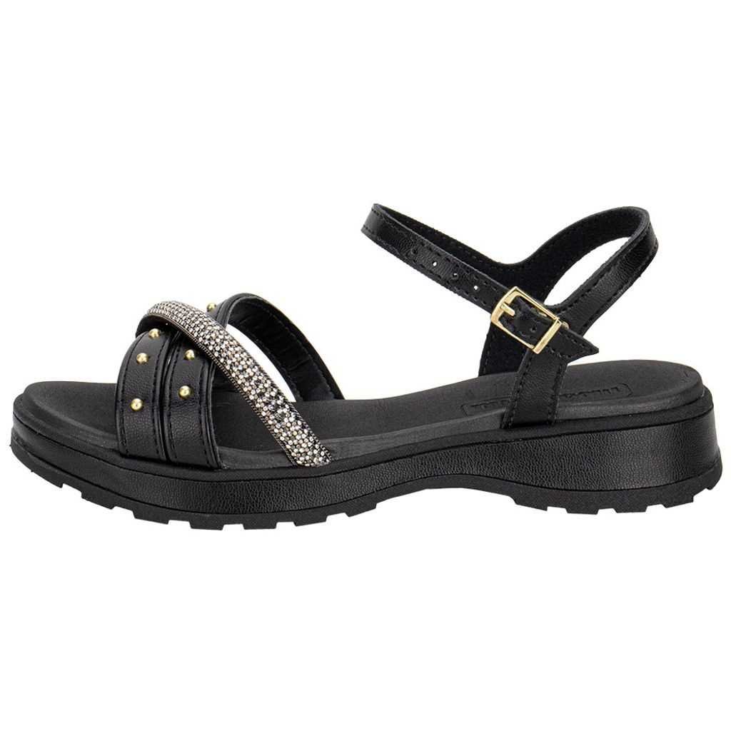 Sandália Infantil Menina Molekinha Strass Moda Preto 3