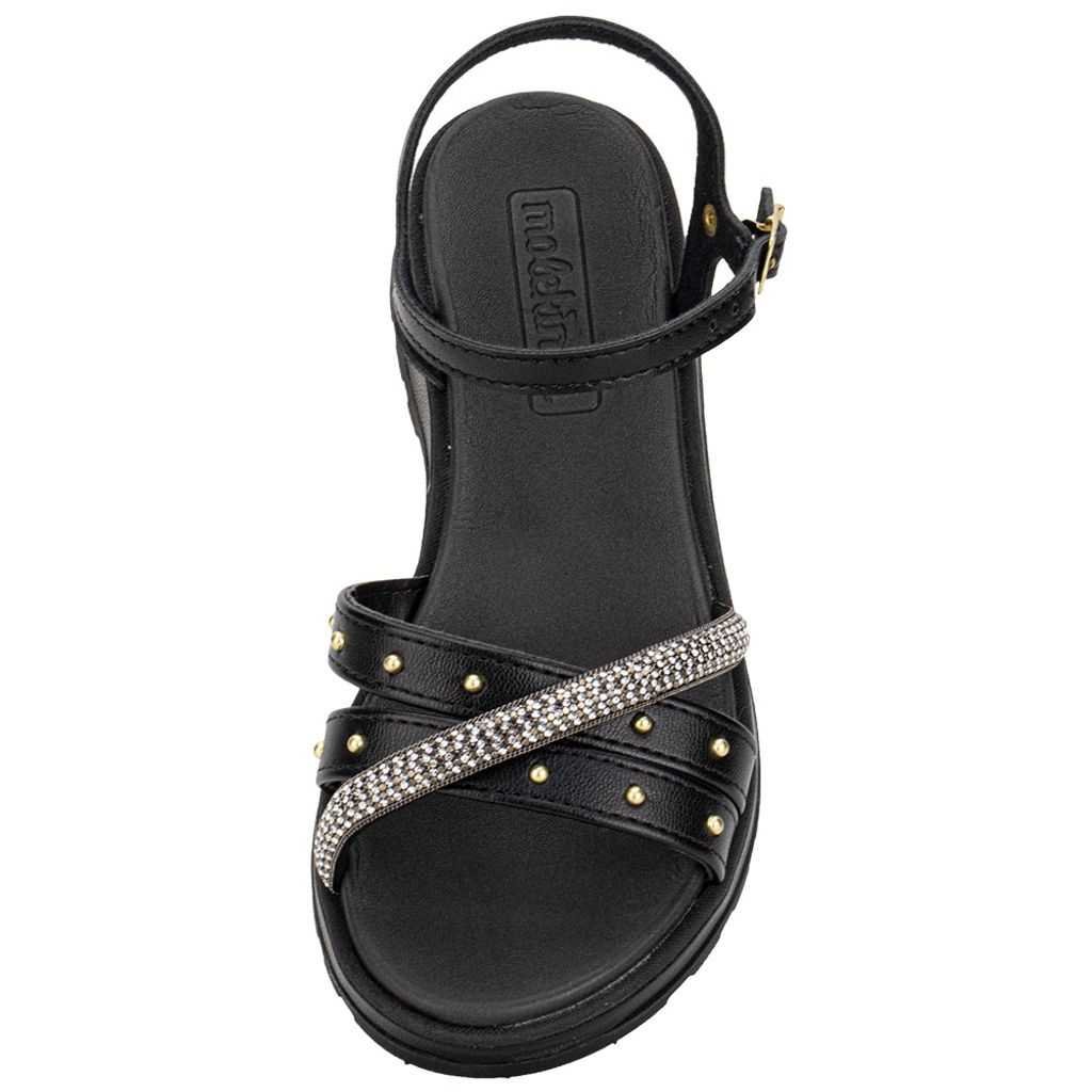 Sandália Infantil Menina Molekinha Strass Moda Preto 5