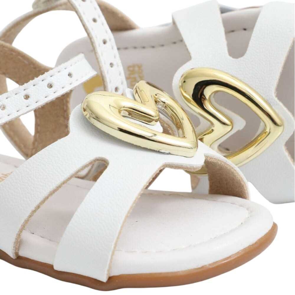 Sandália Infantil Menina Molekinha Coração Branco 2