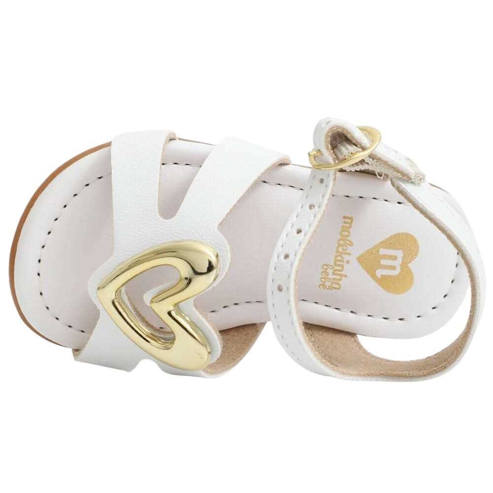 Sandália Infantil Menina Molekinha Coração Branco 3