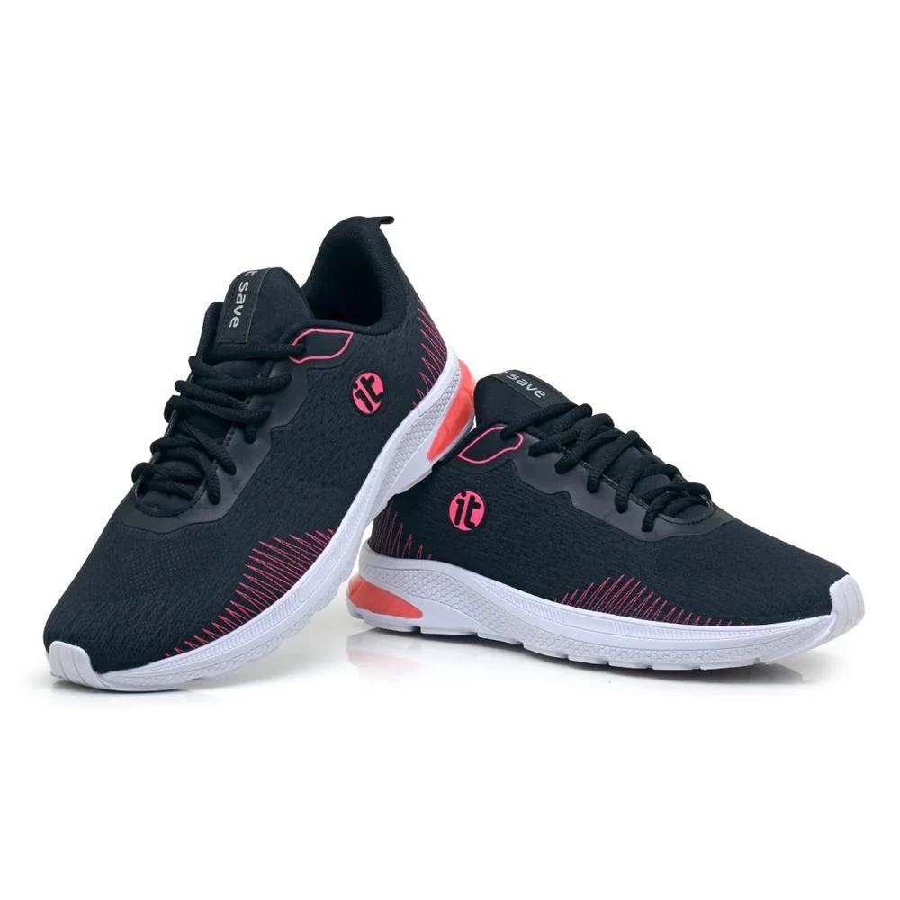 Kit 2 Tênis Academia Feminino Amortecedor Gel Caminhada Preto 3