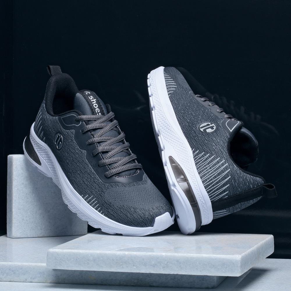 Tênis Caminhada Masculino Academia + Relógio Digital LED Cinza 3