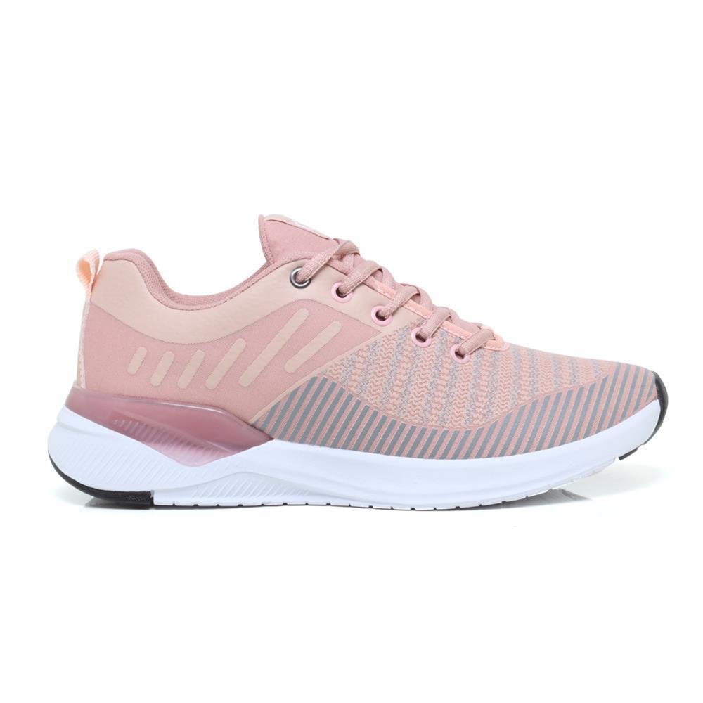 Tênis Esportivo Feminino Amortecedor Gel Academia Caminhada Rosa 3