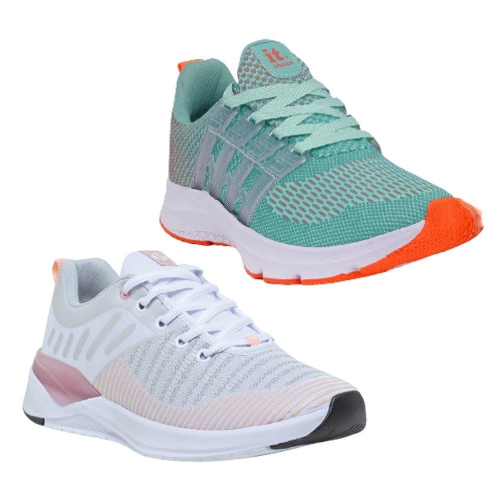 Tênis Feminino Esportivo Caminhada Academia Confortável Kit Verde 1