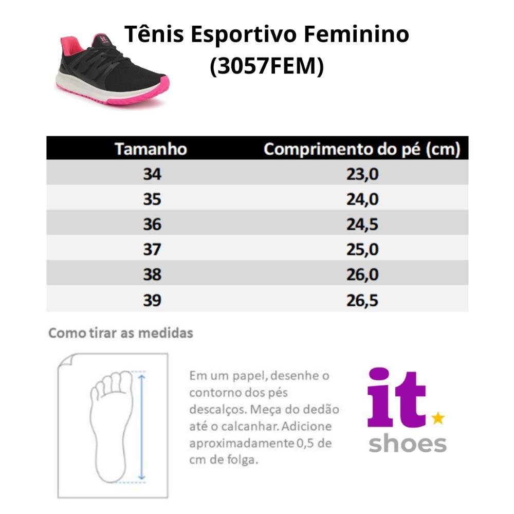 Tênis Feminino Treino Esportivo Academia Corrida Caminhada Preto/Rosa 6