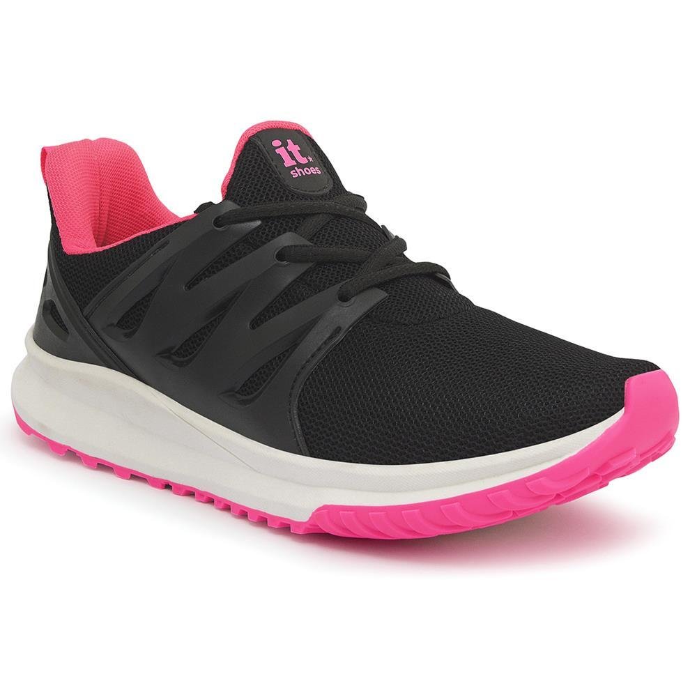 Tênis Feminino Treino Esportivo Academia Corrida Caminhada Preto/Rosa 7