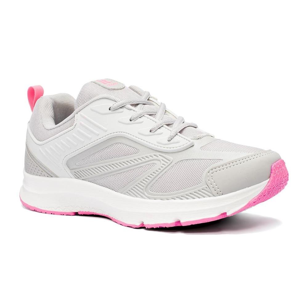 Tênis Feminino Esportivo Caminhada Academia Conforto Cinza/Rosa 1