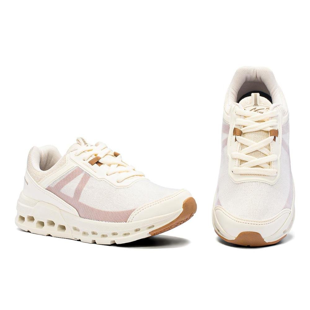 Tênis Feminino Caminhada Respirável Leve Confortável Bege 2