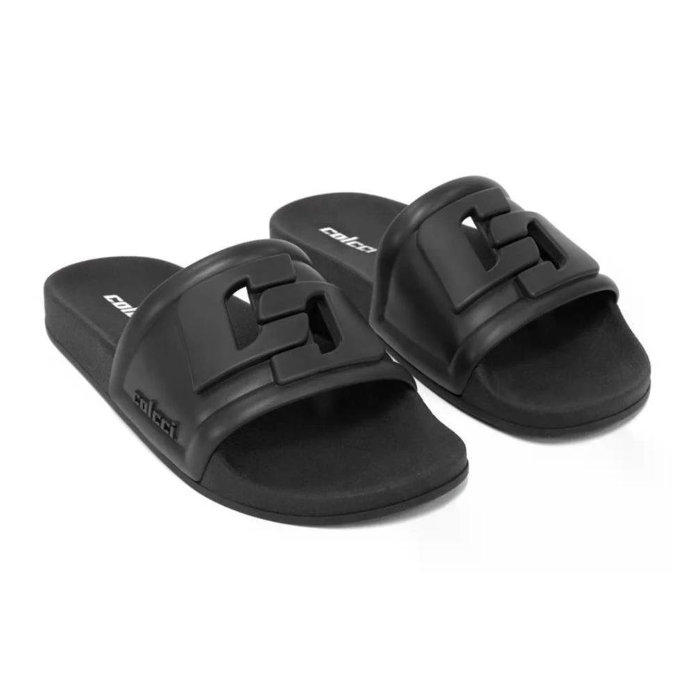Sandália Slide Colcci Biana Logomania Casual Conforto Preto 2