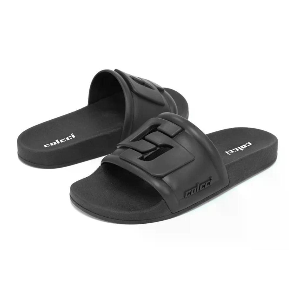 Sandália Slide Colcci Biana Logomania Casual Conforto Preto 4