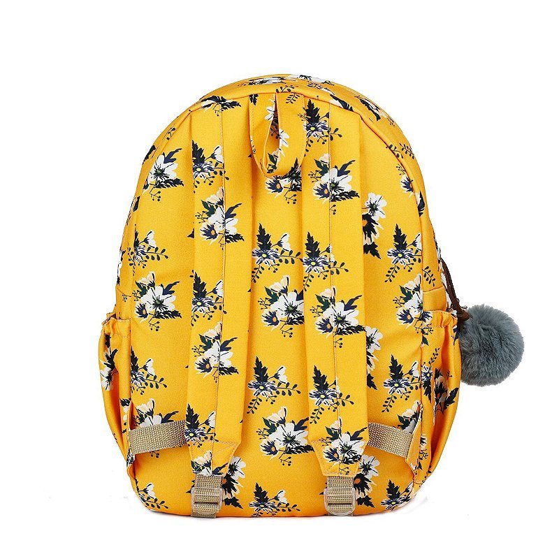 Mochila Feminina Queen Henriquetta - Floral Mostarda Amarelo 4