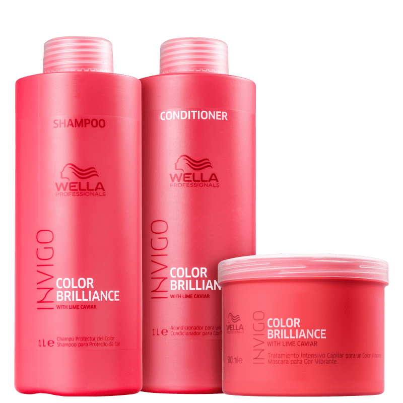Kit Wella Professionals Invigo Color Brilliance Trio Shampoo Condicionador e Mascara (3 Produtos Grandes) ÚNICO 1