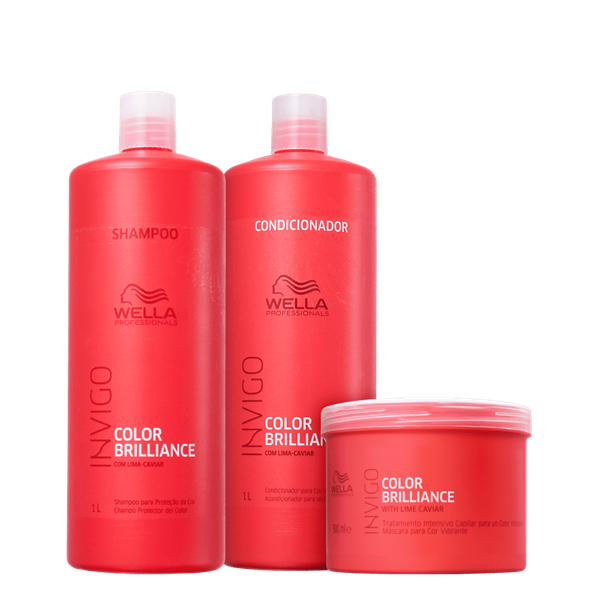 Kit Wella Professionals Invigo Color Brilliance Trio Shampoo Condicionador e Mascara (3 Produtos Grandes) ÚNICO 2