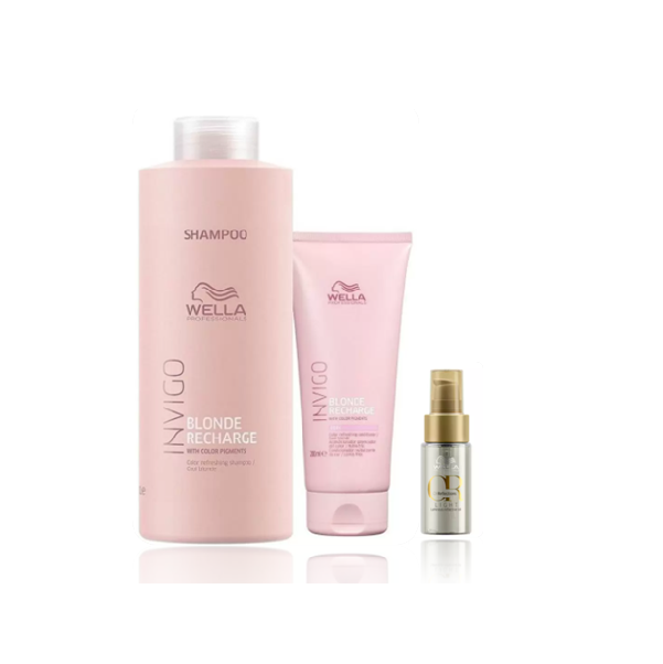 Wella Professionals Blonde Recharge - Shampoo 1L +Condicionador 200ml+Oil Reflections Light 30ml ÚNICO 1