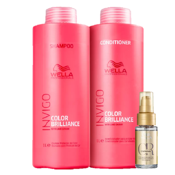 Wella Invigo Color Brilliance Duo 1L e Oil Reflections 30ml (3 Produtos) ÚNICO 6