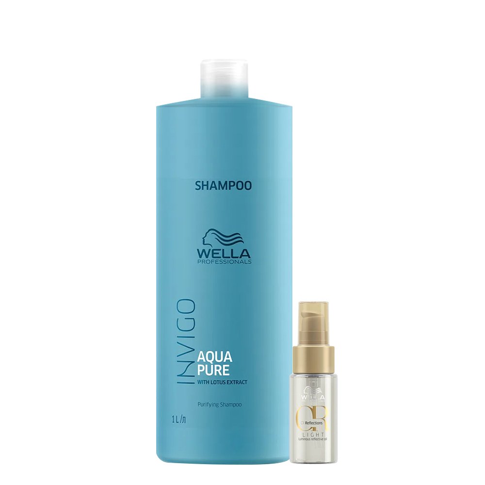 Wella Professionals Invigo Balance Acqua Pure Shampoo Antirresiduos 1L e Oil Reflections Light 30ml ÚNICO 1