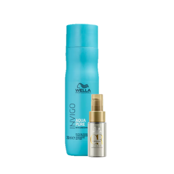 Wella Professionals Invigo Balance Aqua Pure Shampoo Antirresiduos 250ml e Oil Reflections Light 30ml ÚNICO 5