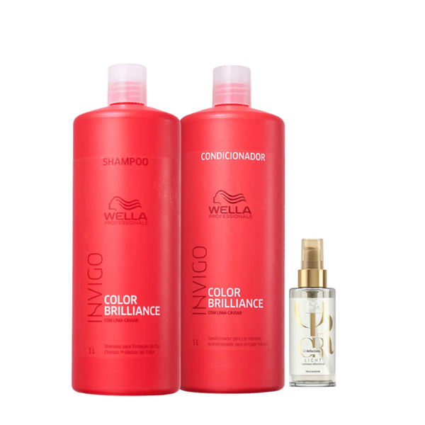 Wella Professionals Invigo Color Brilliance Shampoo+Condicionador 1L+Oil Reflections Light 100ml ÚNICO 2