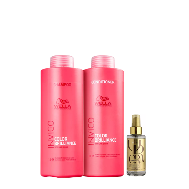 Wella Professionals Invigo Color Brilliance Shampoo+Condicionador 1L+Oil Reflections 100ml ÚNICO 1