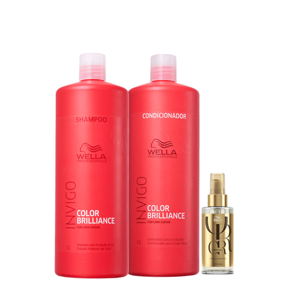 Wella Professionals Invigo Color Brilliance Shampoo+Condicionador 1L+Oil Reflections 100ml ÚNICO 2