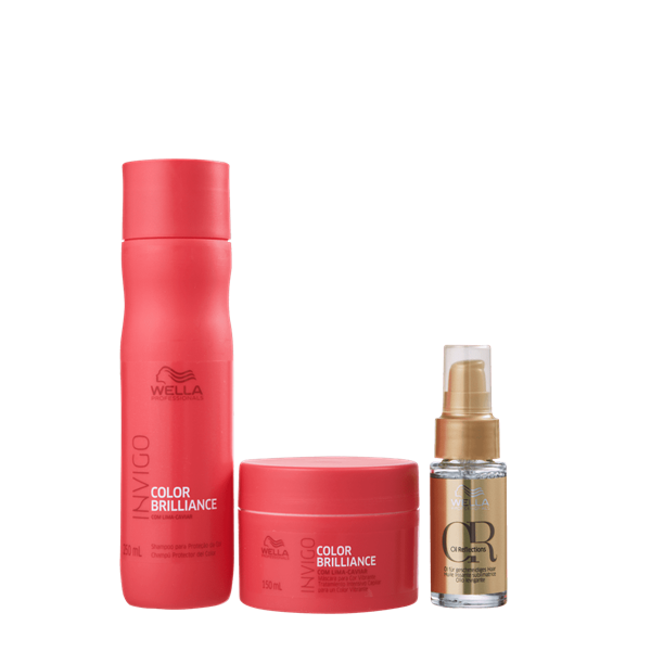 Wella Professionals Invigo Color Brilliance Shampoo 250ml+Mascara 150ml+Oil Reflections 30ml ÚNICO 5