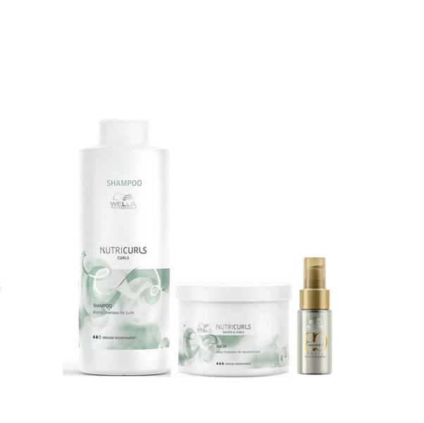 Wella Professionals Nutricurls Shampoo 1L+Mascara 500ml+Oil Reflections Light 30ml ÚNICO 2