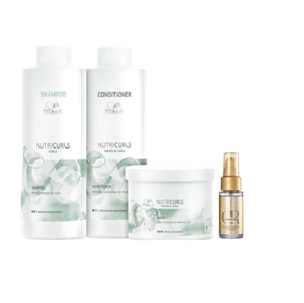 Wella Professionals Nutricurls - Shampoo 1L +Condicionador 1L +Mascara Capilar 500ml+Oil Reflections 30ml ÚNICO 4