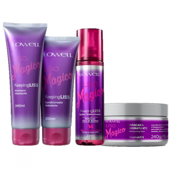 Lowell Keeping Liss Liso Magico Duo Home Care Fluido 200ml e Mascara Hidratante 240g ÚNICO 8
